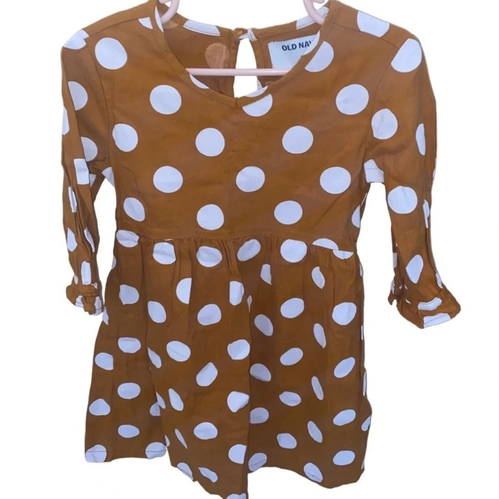 Old Navy Girls Mustard Polka Dot Long Sleeve Dress Size 4T